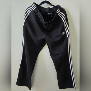Adidas Black Wide-leg Joggers with White Stripes